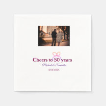 Pink bow cheers to 50 years anniversary wedding