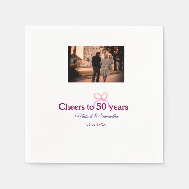Pink bow cheers to 50 years anniversary wedding  serviette (Vorderseite)