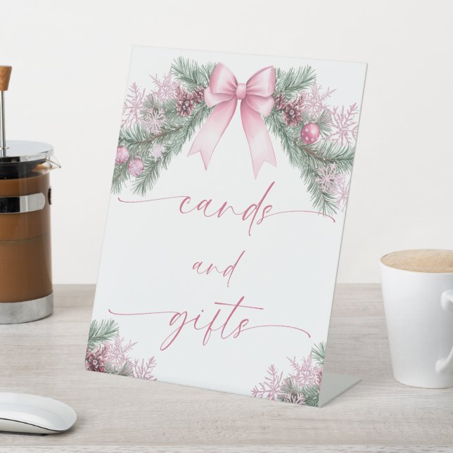 Pink Bow Christmas Cards and Gifts Sockelschild (In SItu)