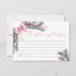 Pink Bow Christmas Date Night Ideas Card RSVP Karte