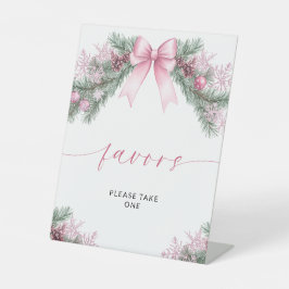 Pink Bow Christmas Favors  Sockelschild