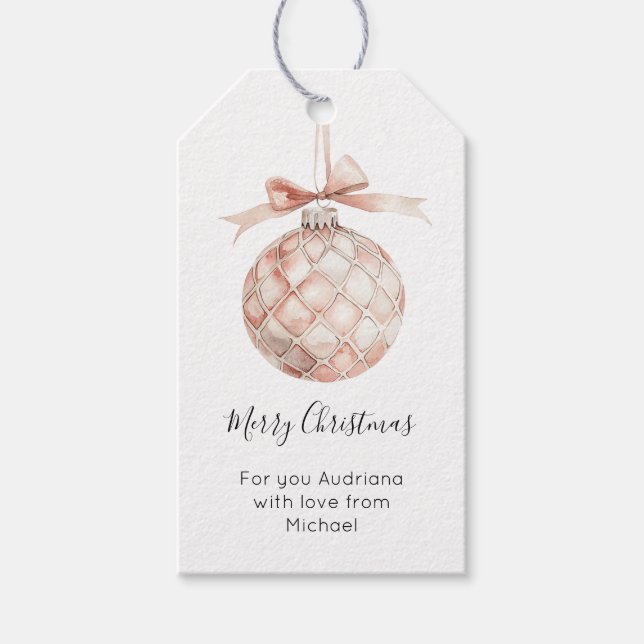 Pink Bow Christmas Ornament  Geschenkanhänger (Vorderseite)