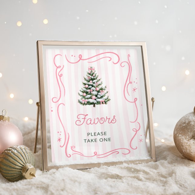 Pink Bow Christmas Tree Baby Shower Favors Poster (Von Creator hochgeladen)