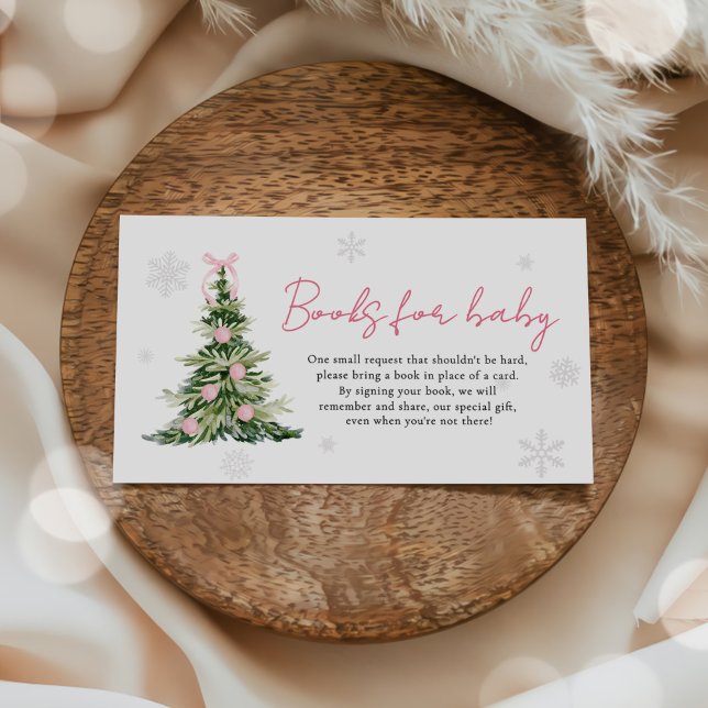 Pink Bow Christmas Tree Books for Baby Baby Shower Begleitkarte (Von Creator hochgeladen)