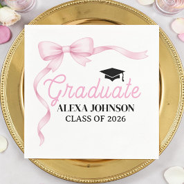 Pink Bow Class Of 2026 Graduation Serviette