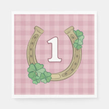Pink Bow Clover Lucky One Girl 1st Birthday