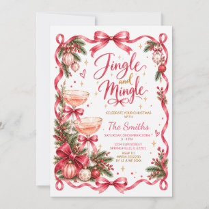 Pink Bow Cocktail Jingle & Mingle Weihnachtsfeier Einladung