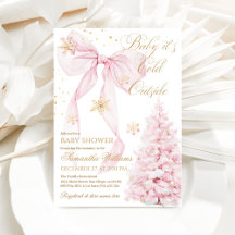 Pink Bow Cold Outside Baby Girl Dusche