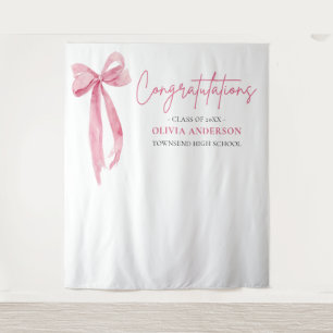 Pink Bow Coquette Abschluss Gratulationsbanner Wandteppich