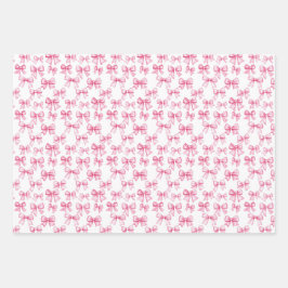 Pink Bow Coquette Ästhetische Babydusche Geburtsta Geschenkpapier Set