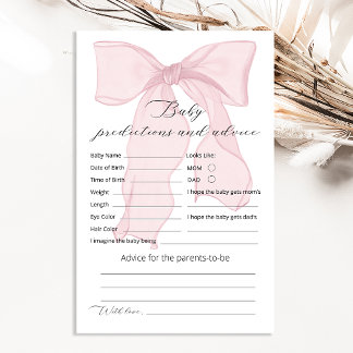 Pink Bow Coquette Baby Shower Baby Vorhersagen