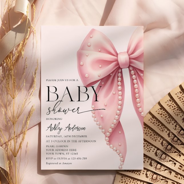 Pink Bow Coquette Baby Shower Einladung (Von Creator hochgeladen)