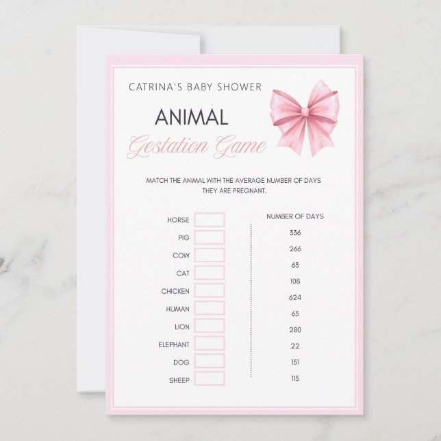 Pink Bow Coquette Babydusche - bestellbarer Name,  Einladung (Vorderseite)