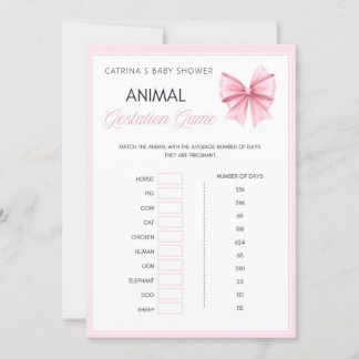 Pink Bow Coquette Babydusche - bestellbarer Name, Einladung