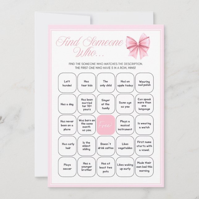 Pink Bow Coquette Babydusche - bestellbarer Name,  Einladung (Vorderseite)