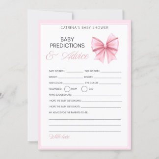 Pink Bow Coquette Babydusche - bestellbarer Name,  Einladung