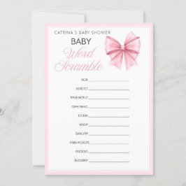 Pink Bow Coquette Babydusche - bestellbarer Name, Einladung