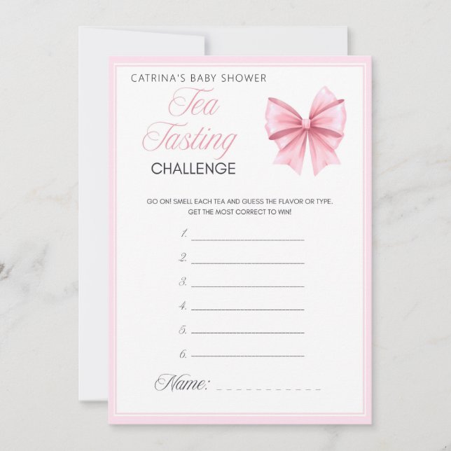Pink Bow Coquette Babydusche - bestellbarer Name,  Einladung (Vorderseite)