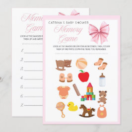 Pink Bow Coquette Babydusche - bestellbarer Name, Einladung