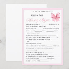 Pink Bow Coquette Babydusche - bestellbarer Name, Einladung
