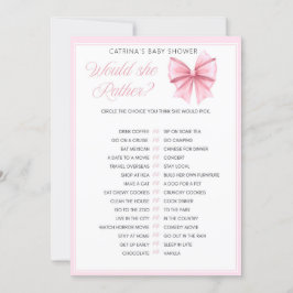 Pink Bow Coquette Babydusche - bestellbarer Name, Einladung