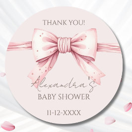 Pink Bow Coquette Babydusche Danke Runder Aufkleber