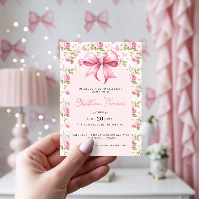 Pink Bow Coquette Babydusche Einladung (Von Creator hochgeladen)