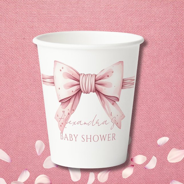 Pink Bow Coquette Babydusche Pappbecher (Von Creator hochgeladen)
