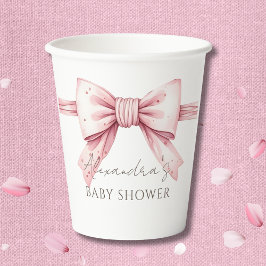 Pink Bow Coquette Babydusche Pappbecher