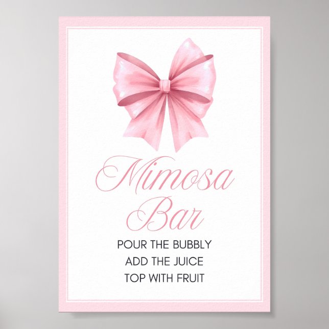 Pink Bow Coquette Babydusche Schild (Vorne)