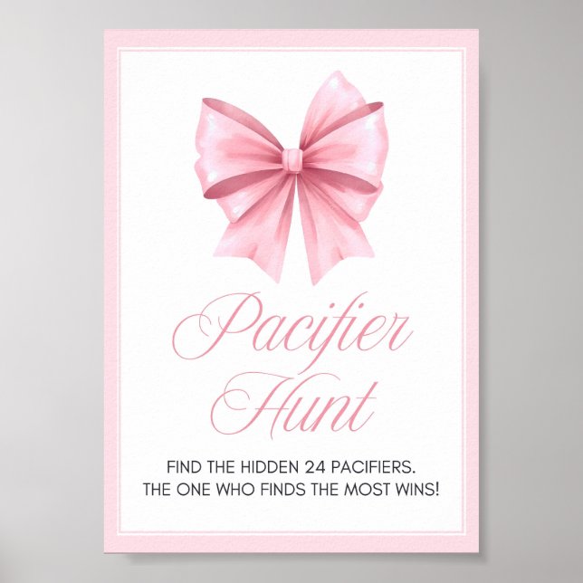 Pink Bow Coquette Babydusche Schild (Vorne)