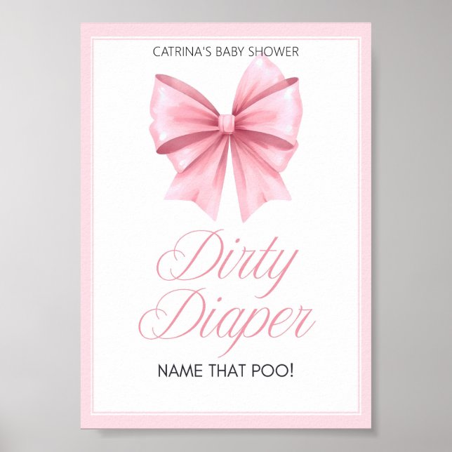Pink Bow Coquette Babydusche Schild (Vorne)