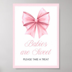Pink Bow Coquette Babydusche Schild