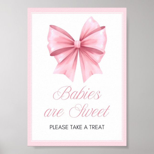 Pink Bow Coquette Babydusche Schild (Vorne)