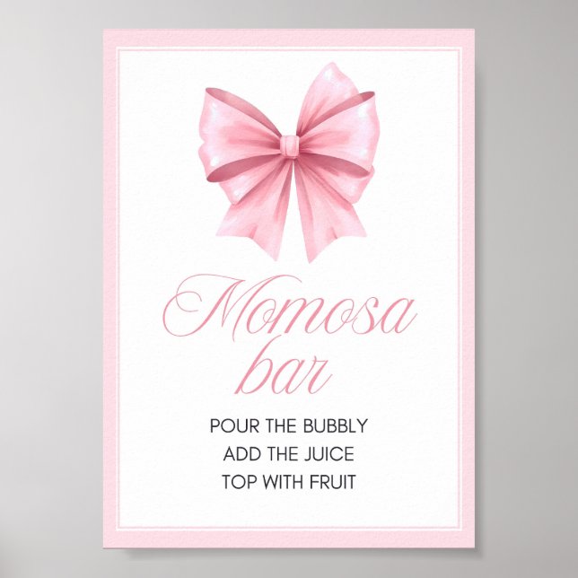 Pink Bow Coquette Babydusche Schild (Vorne)