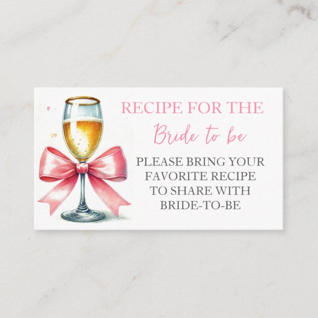 Pink Bow Coquette Brautparty Begleitkarte (Vorderseite)