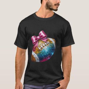 Pink Bow Coquette Disco Ball Game Day Mama T-Shirt