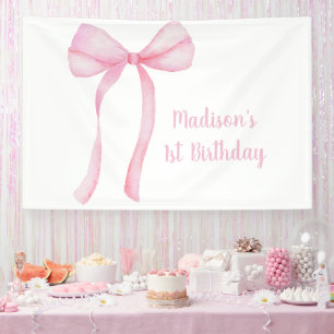 Pink Bow Coquette Erster Geburtstag Banner