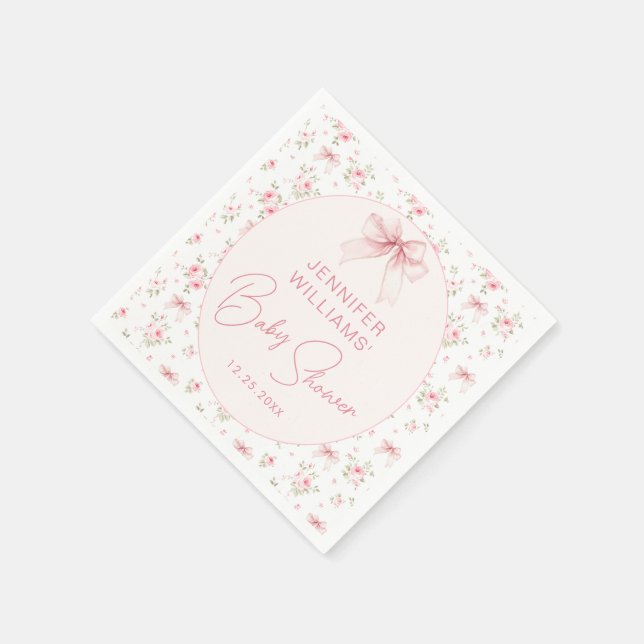 Pink Bow Coquette Floral Baby Girl Duschpapier Serviette (Ecke)