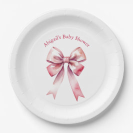 Pink Bow Coquette Girl Babydusche Pappteller
