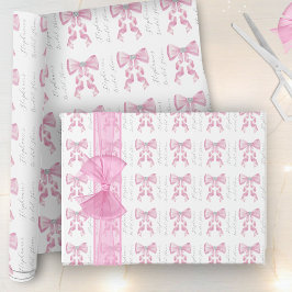 Pink Bow Coquette Glam Brautparty Geschenkpapier