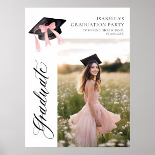 Pink Bow Coquette Graduation Cap Graduate Willkomm Poster