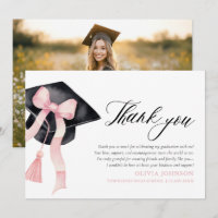 Pink Bow Coquette Graduation Cap Merci Cartes