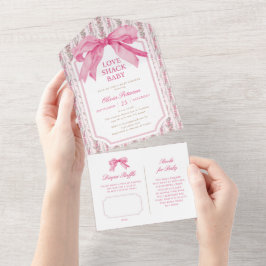 Pink Bow Coquette Liebe Shack Babydusche All In One Einladung