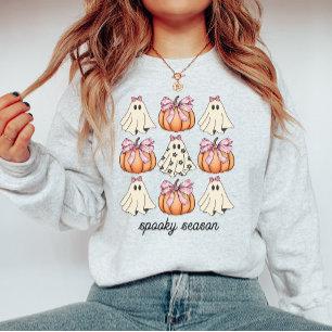 Pink Bow Coquette Niedlich Ghost und Kürbis Hallow Sweatshirt