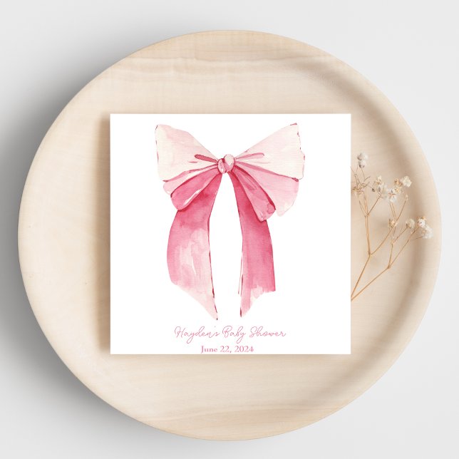 Pink Bow Coquette Personalisiert Napkin Serviette (Von Creator hochgeladen)