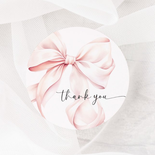 Pink Bow Coquette Runder Aufkleber (Von Creator hochgeladen)