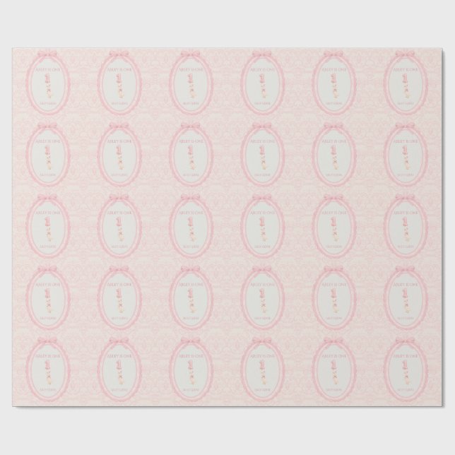 Pink Bow Coquette Silly Goose 1st Birthday  Geschenkpapier (Flach)
