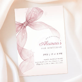 Pink Bow Coquette Snowflake Winter 15th Birthday Einladung