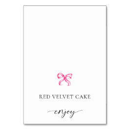 Pink Bow Coquette Tented Food Label Wedet Buffet Tischnummer